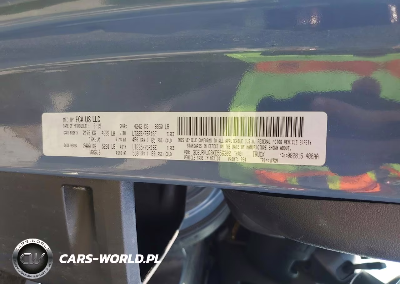 2019 Ram Promaster 3500 3500 High VIN:3C6URVJG8KE556302 - 13
