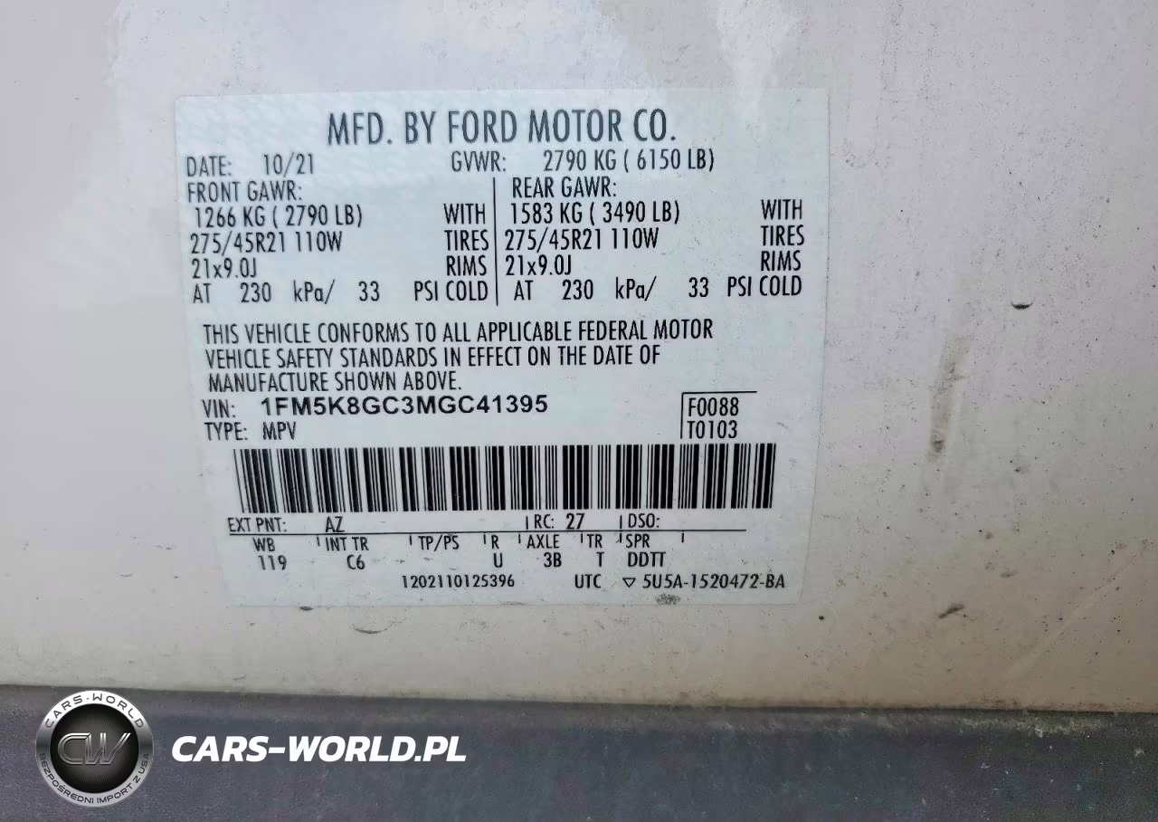 2021 Ford Explorer St VIN:1FM5K8GC3MGC41395 - 13