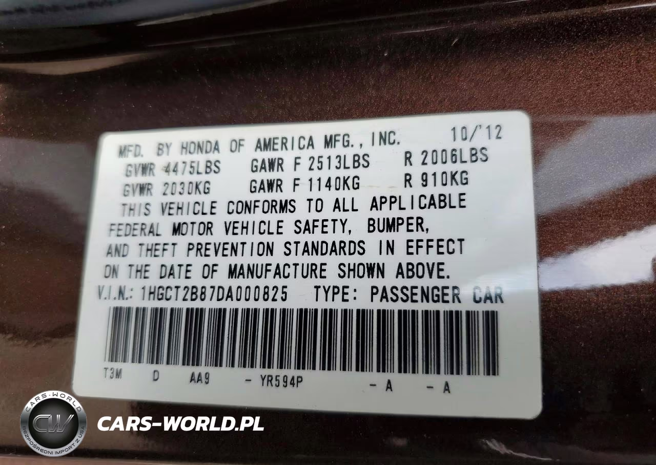 2013 Honda Accord Exl VIN:1HGCT2B87DA000825 - 13