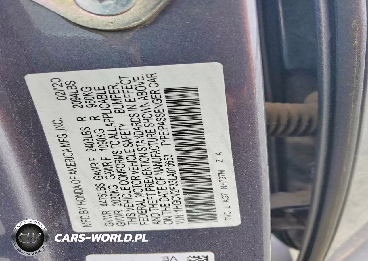 2020 Honda Accord Sport VIN:1HGCV2F33LA015653 - 12
