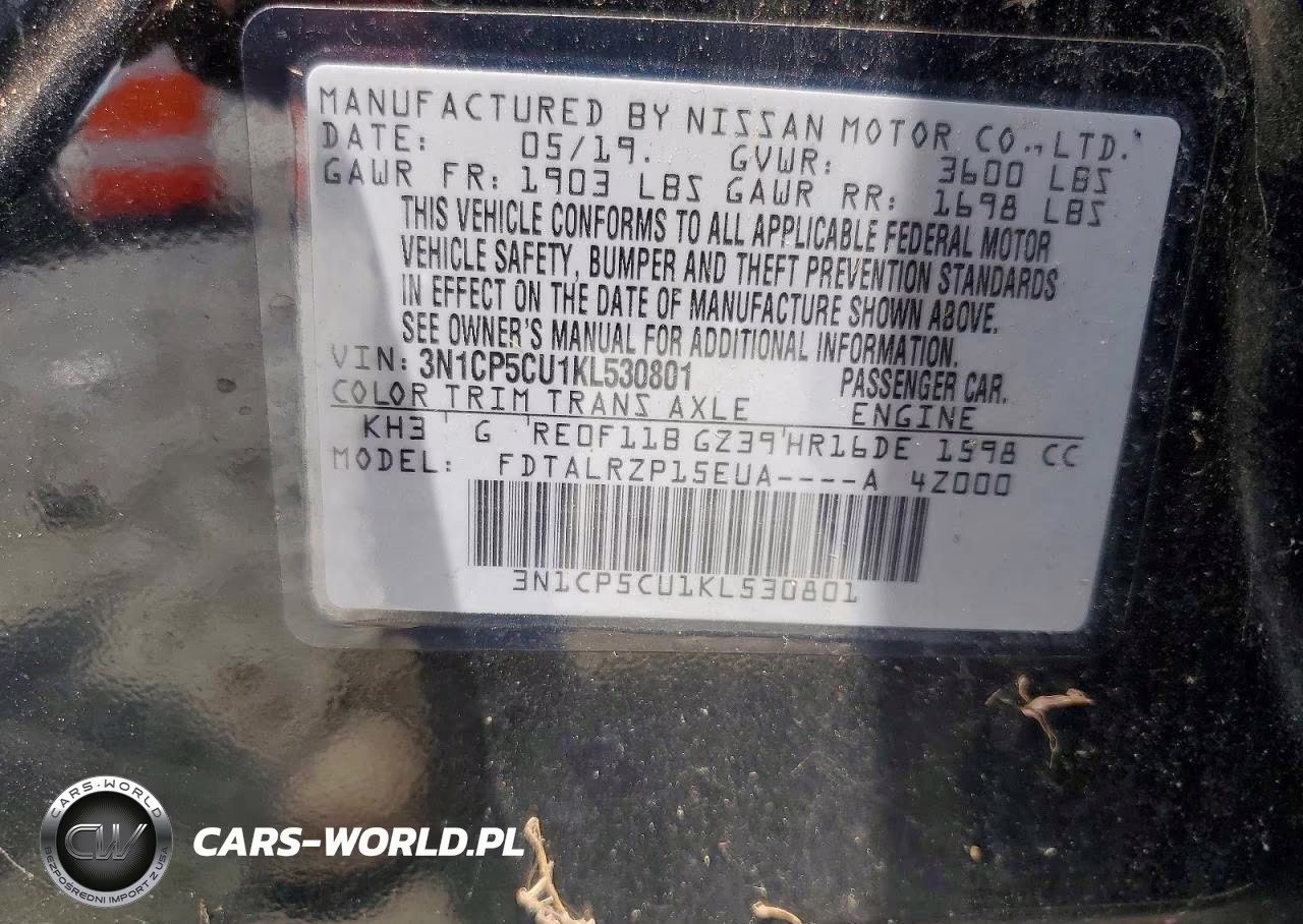 2019 Nissan Kicks S VIN:3N1CP5CU1KL530801 - 12