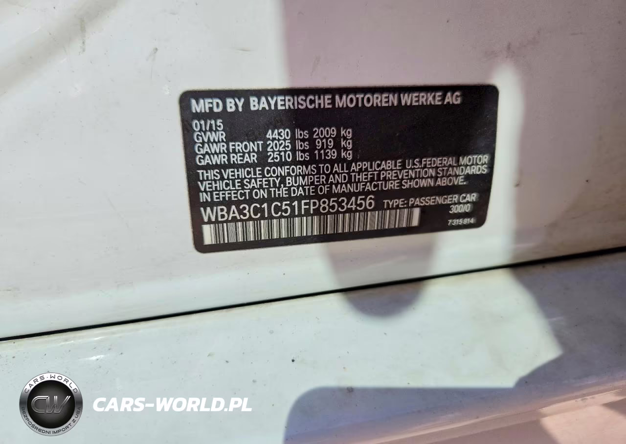 2015 BMW 328 I Sulev VIN:WBA3C1C51FP853456 - 12