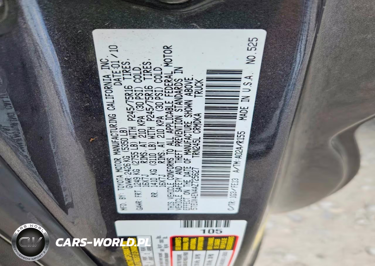 2010 Toyota Tacoma Access Cab VIN:5TEUX4EN4AZ725627 - 12