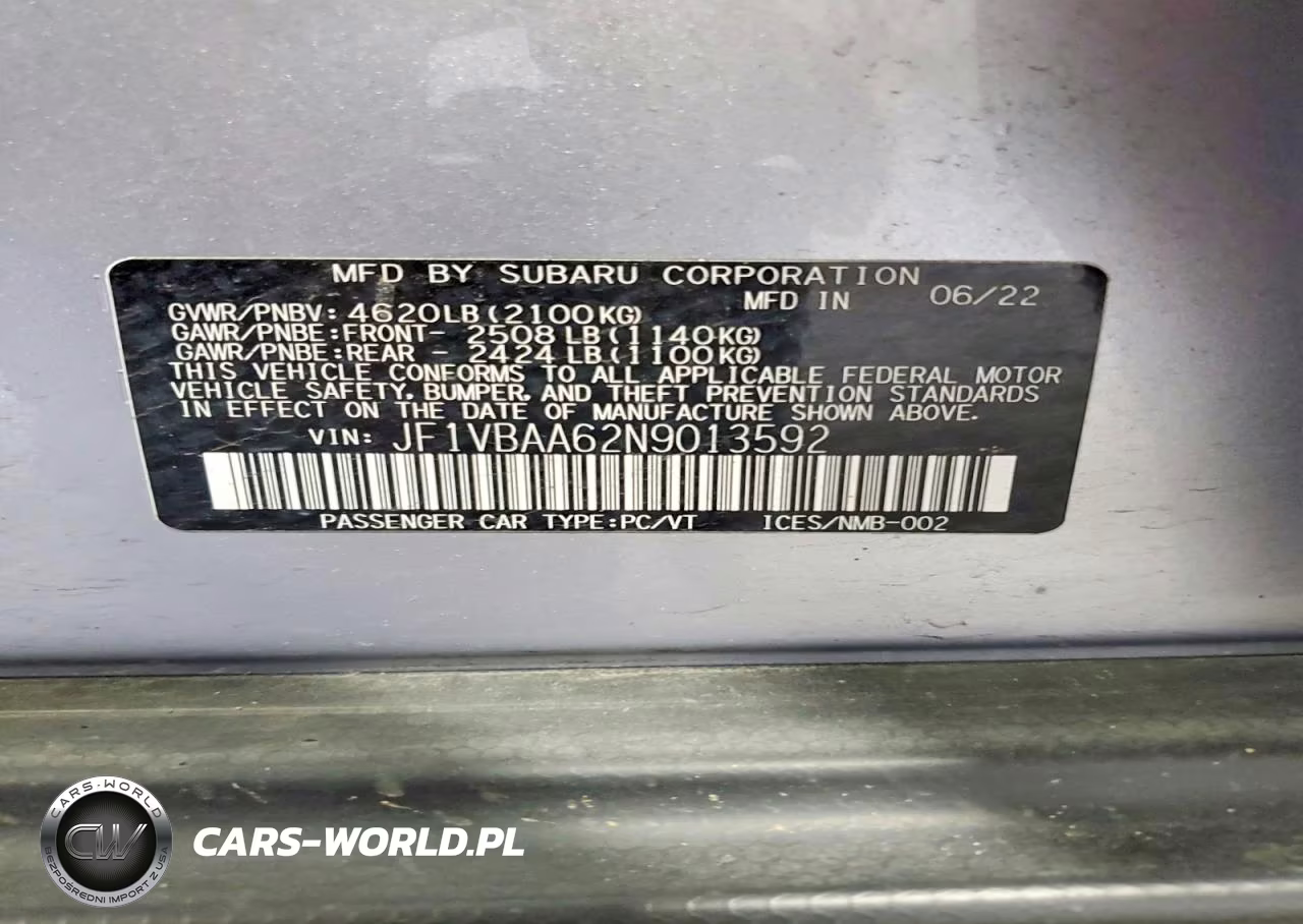2022 Subaru Wrx VIN:JF1VBAA62N9013592 - 13