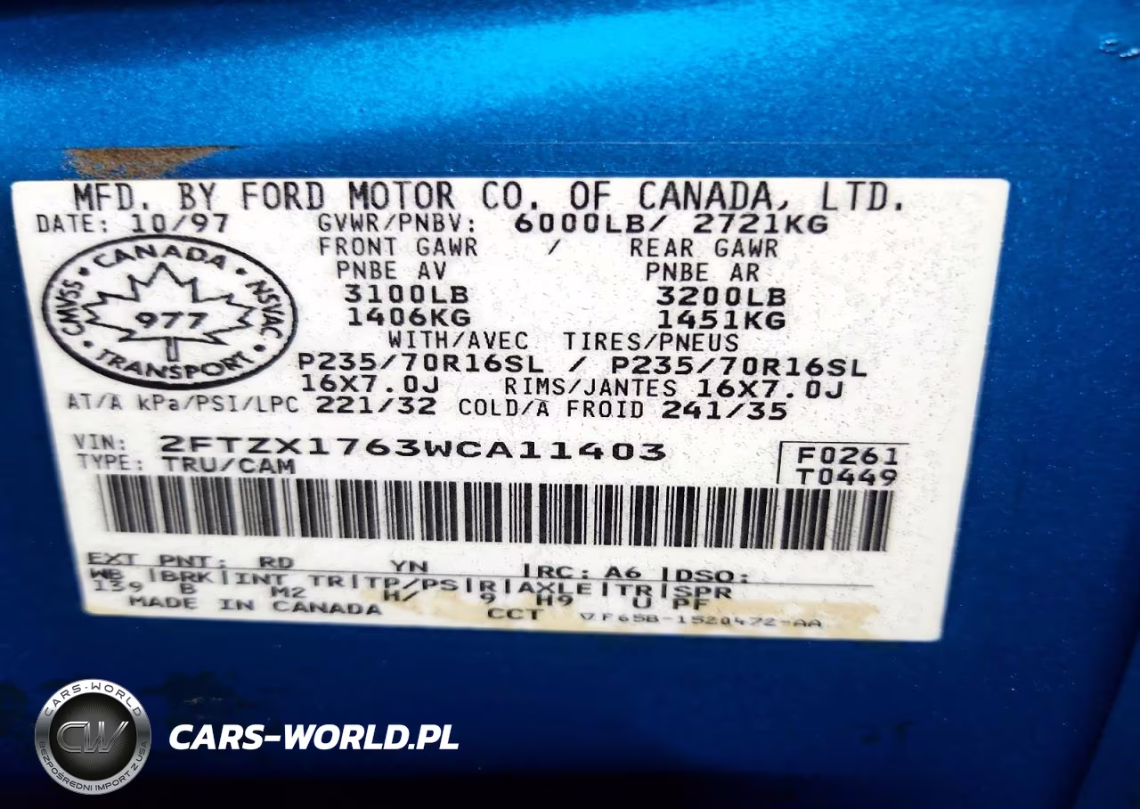 1998 Ford F150 VIN:2FTZX1763WCA11403 - 14