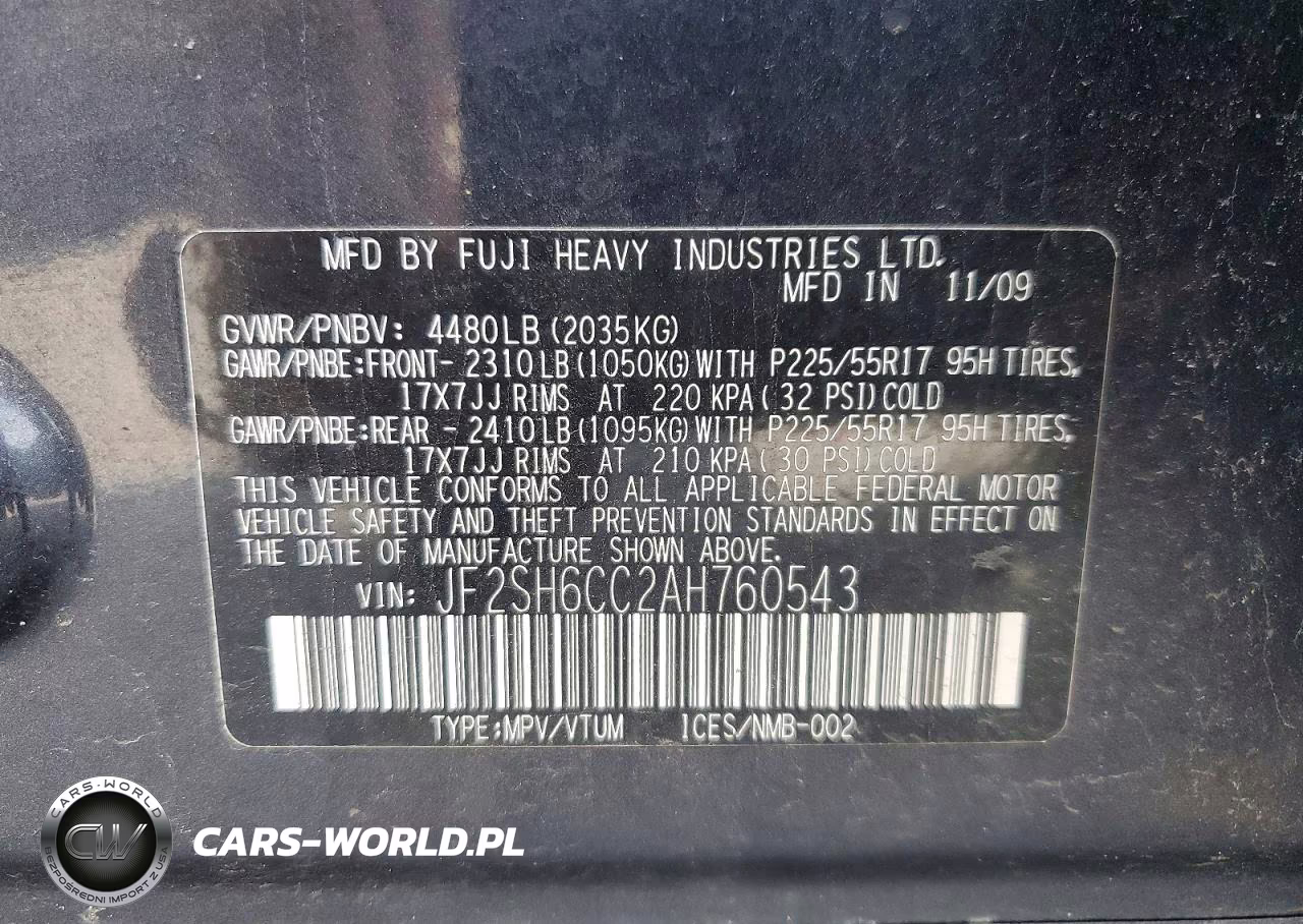 2010 Subaru Forester 2.5X Premium VIN:JF2SH6CC2AH760543 - 13