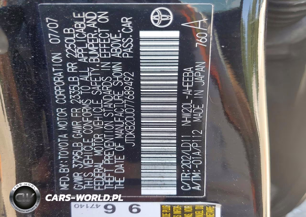 2007 Toyota Prius Touring VIN:JTDKB20U077689492 - 13
