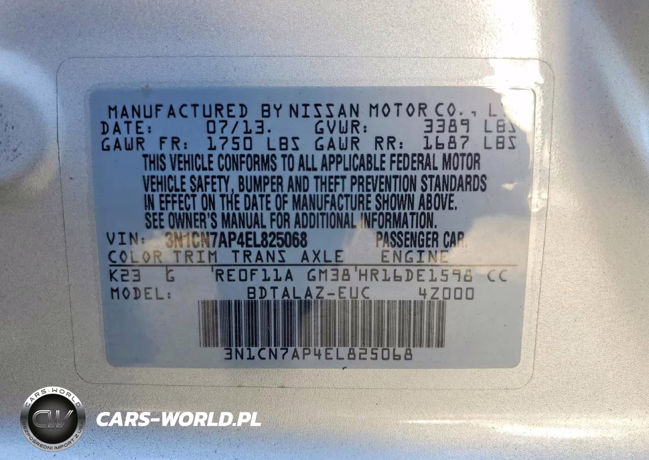 2014 Nissan Versa 1.6 S VIN:3N1CN7AP4EL825068 - 13