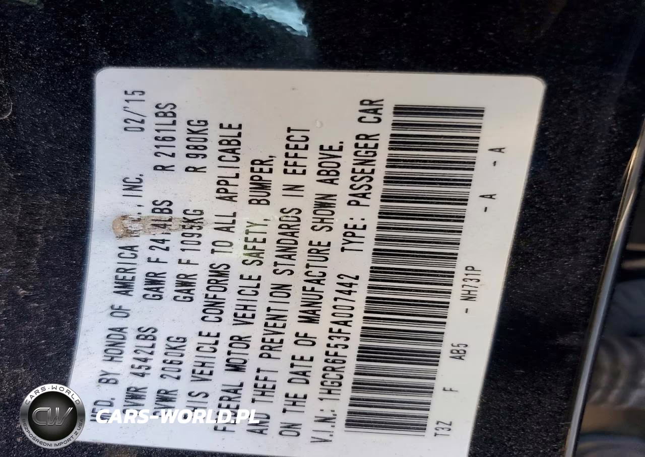 2015 Honda Accord Hybrid Exl VIN:1HGCR6F53FA007442 - 12