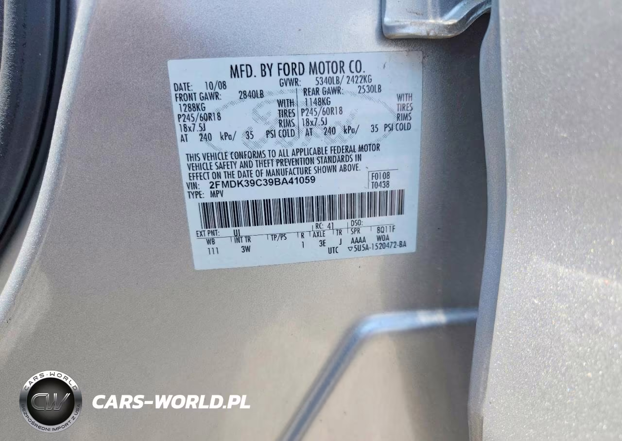 2009 Ford Edge VIN:2FMDK39C39BA41059 - 12