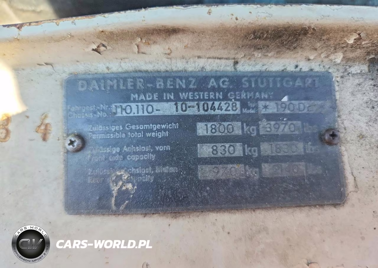 1964 Mercedes-Benz 190 D 2.5 VIN:11011010104428 - 12
