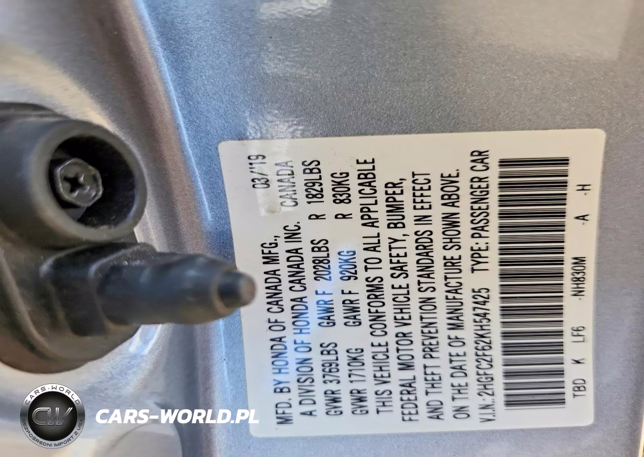 2019 Honda Civic Lx VIN:2HGFC2F62KH547425 - 12
