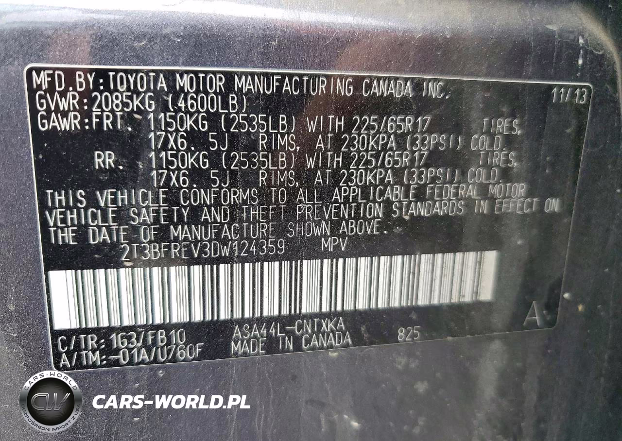 2013 Toyota Rav4 Le VIN:2T3BFREV3DW124359 - 14