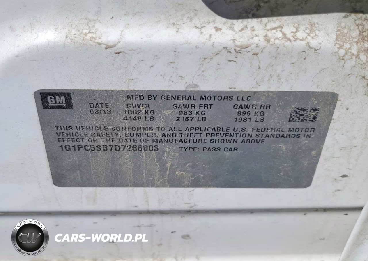 2013 Chevrolet Cruze Lt VIN:1G1PC5SB7D7266803 - 12
