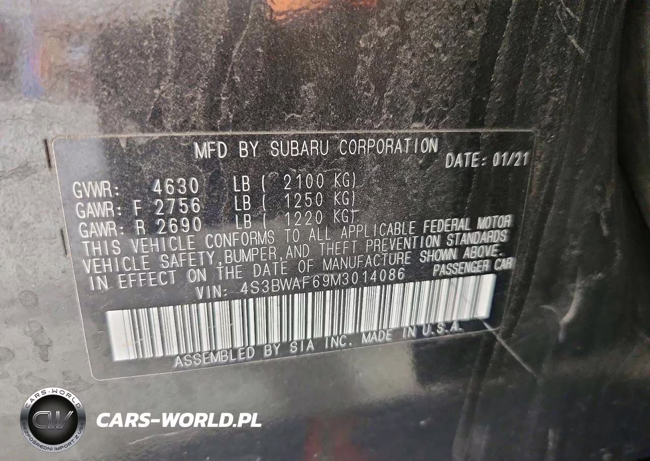 2021 Subaru Legacy Premium VIN:4S3BWAF69M3014086 - 12