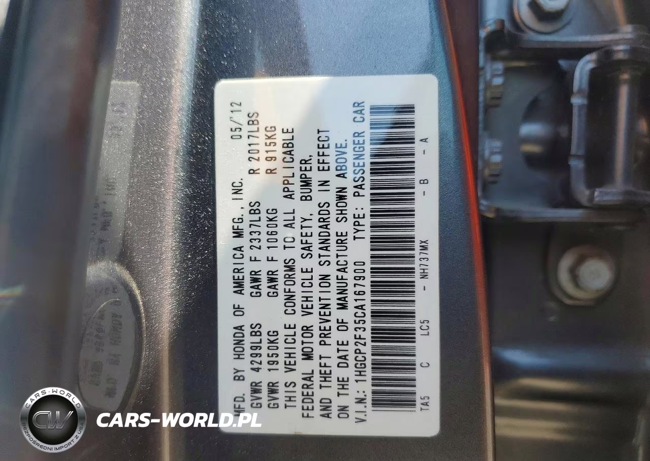 2012 Honda Accord Lx VIN:1HGCP2F35CA167900 - 12