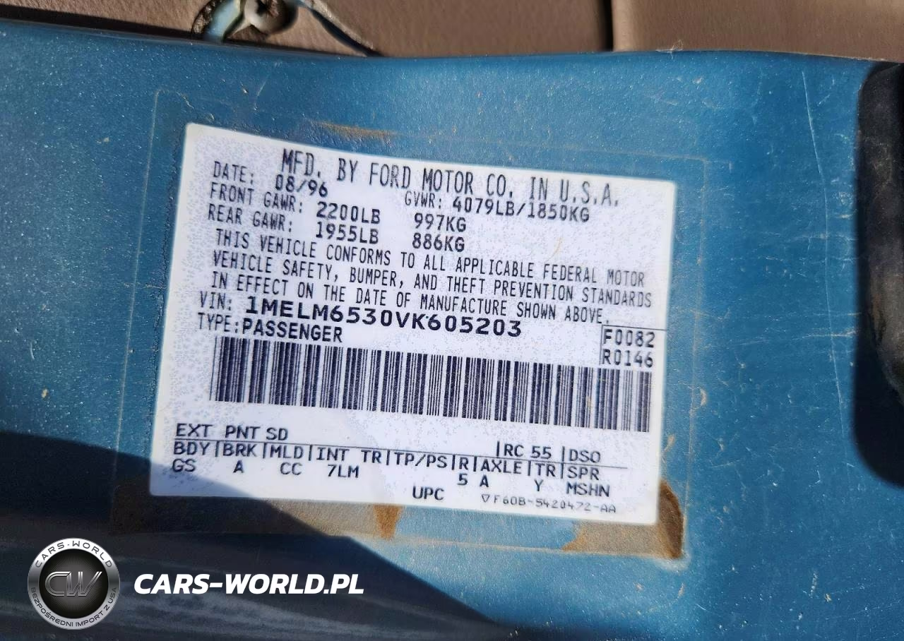 1997 Mercury Mystique Base VIN:1MELM6530VK605203 - 12