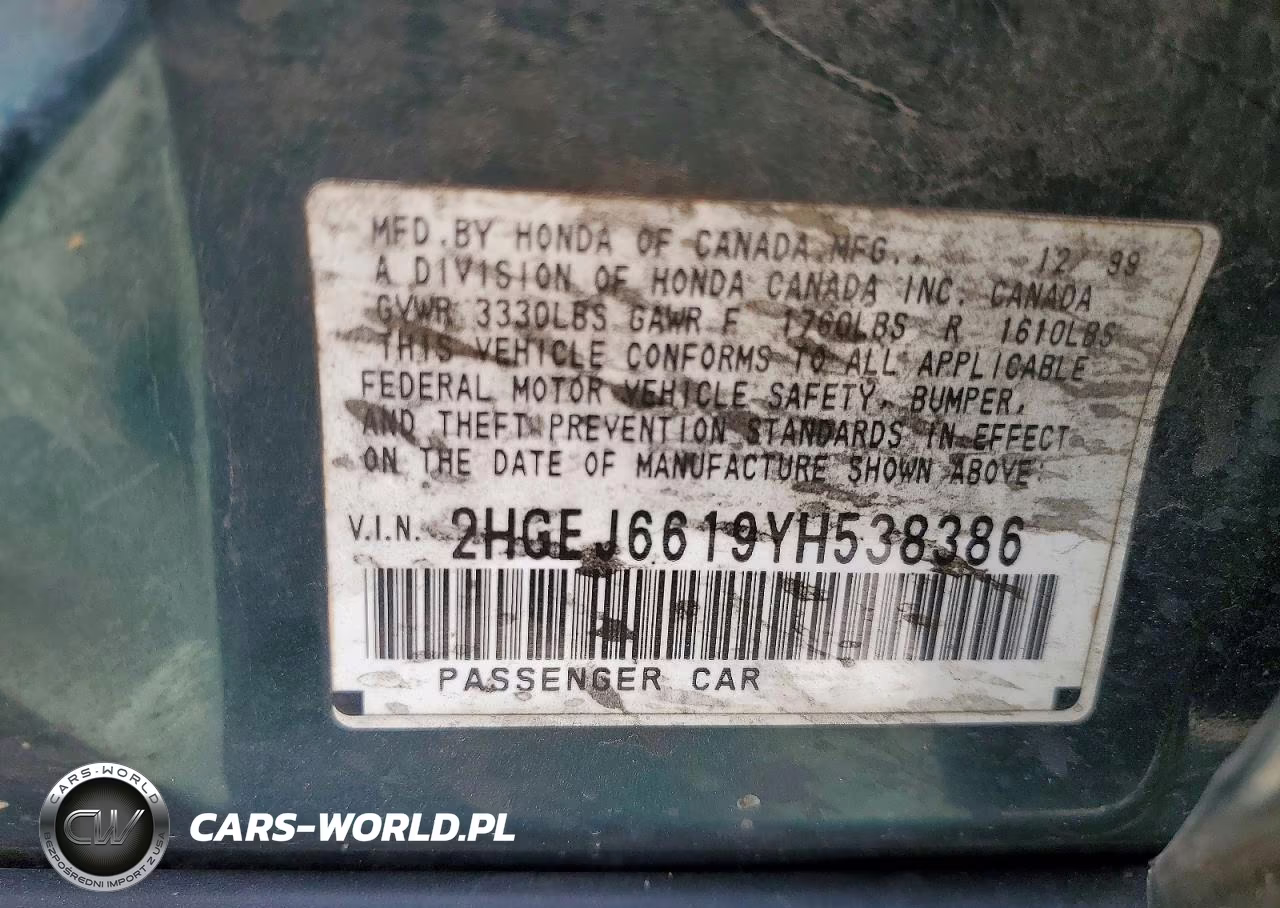 2000 Honda Civic Base VIN:2HGEJ6619YH538386 - 12
