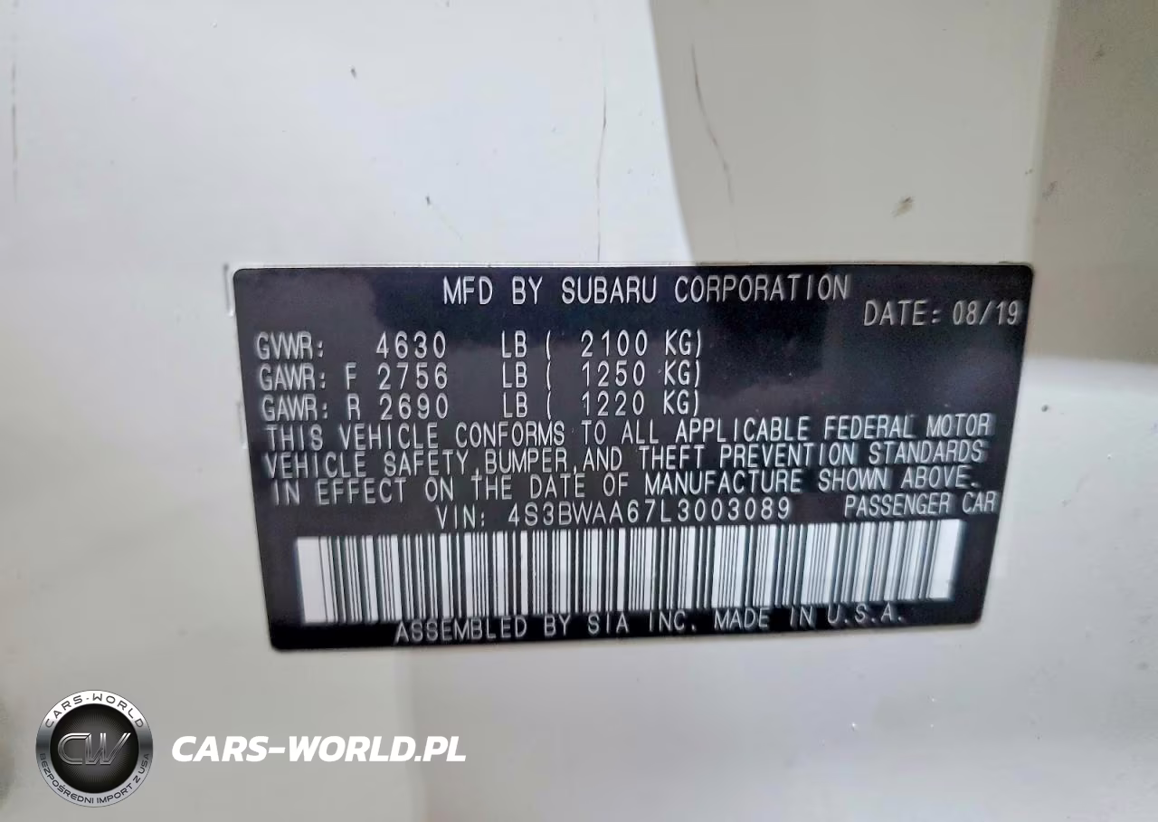 2020 Subaru Legacy VIN:4S3BWAA67L3003089 - 12