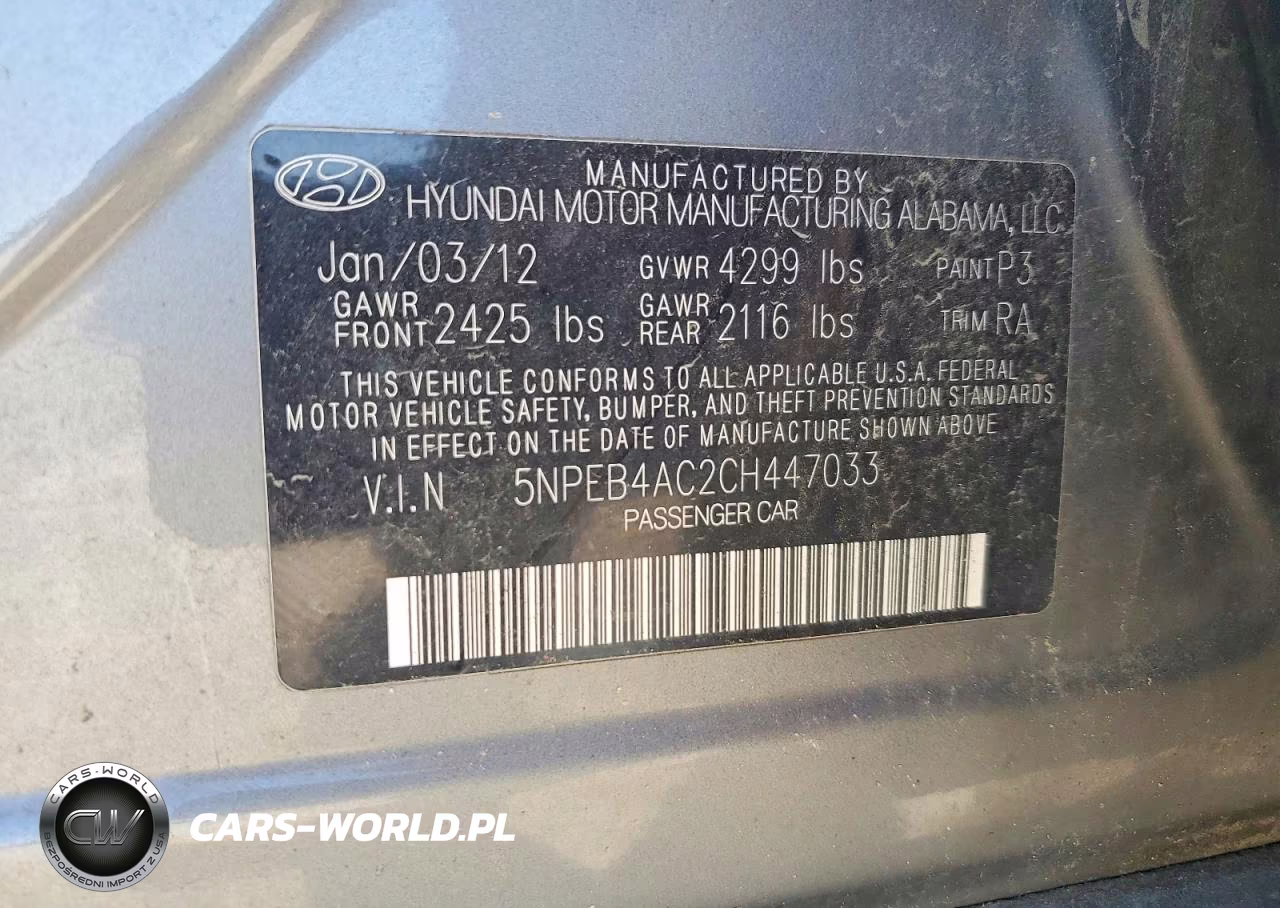 2012 Hyundai Sonata Gls VIN:5NPEB4AC2CH447033 - 12