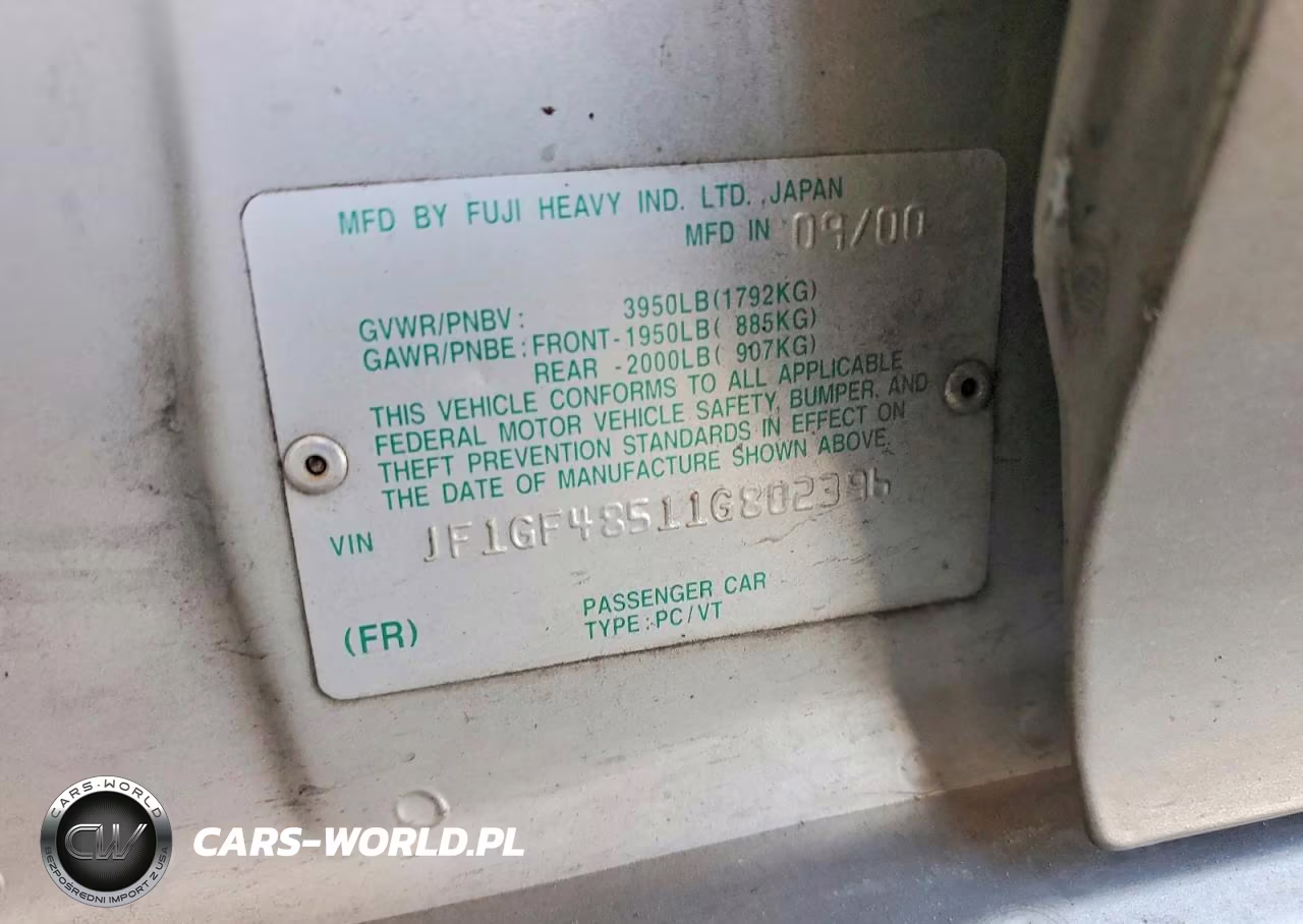 2001 Subaru Impreza Outback Sport VIN:JF1GF48511G802396 - 12