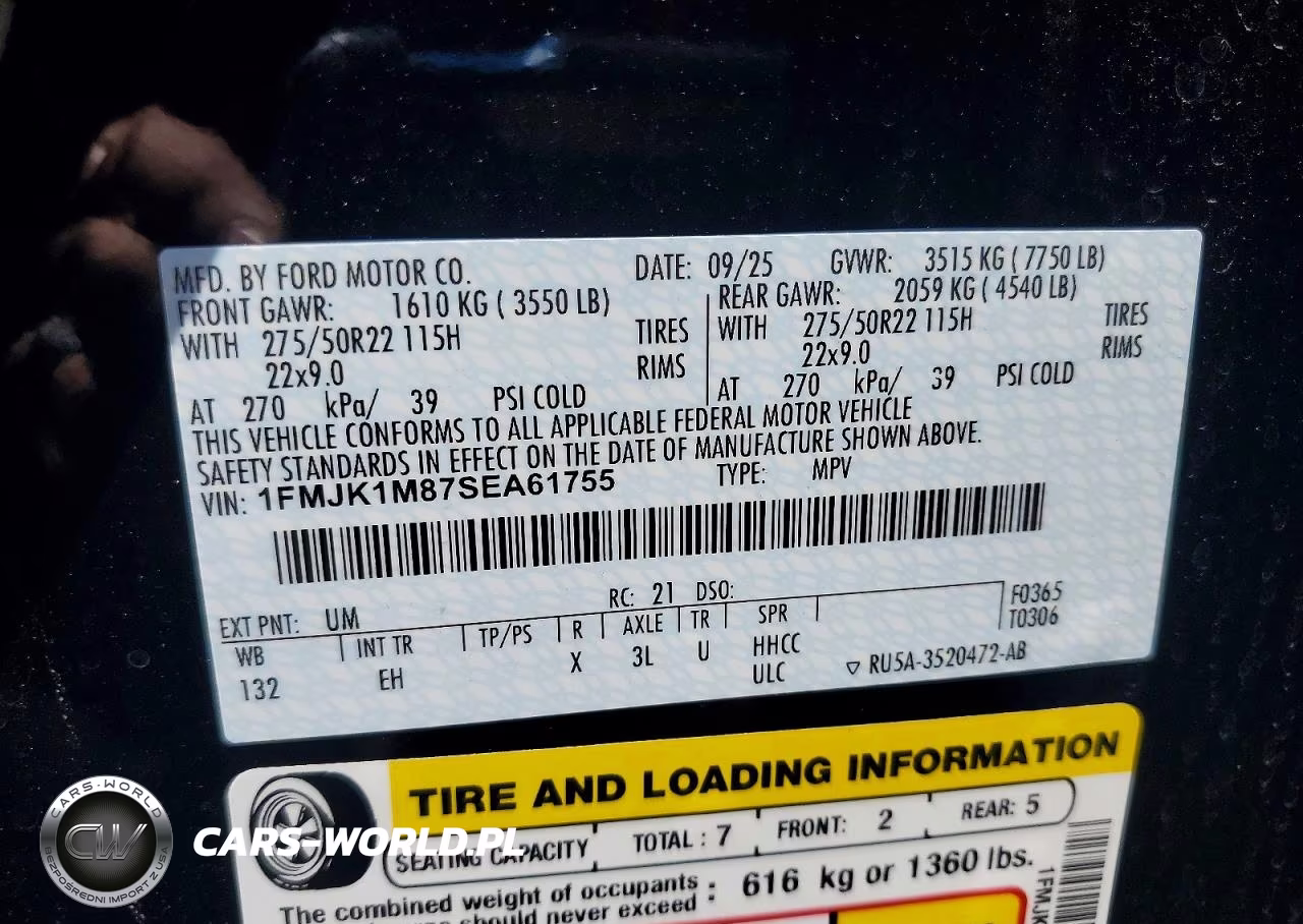 2025 Ford Expedition Max Platinum VIN:1FMJK1M87SEA61755 - 14