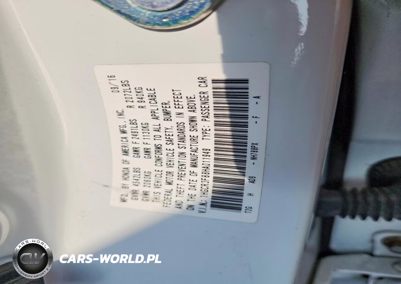 2017 Honda Accord Exl VIN:1HGCR3F88HA011949 - 12