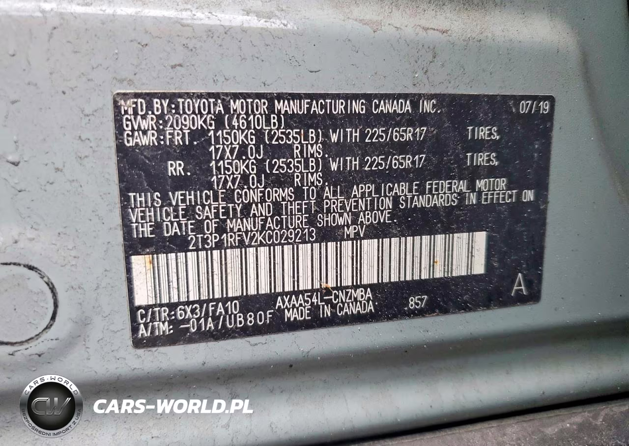 2019 Toyota Rav4 Xle VIN:2T3P1RFV2KC029213 - 13