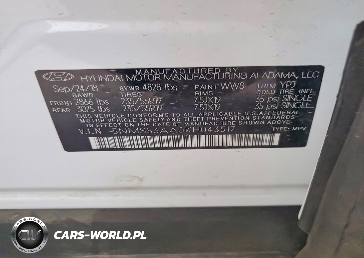 2019 Hyundai Santa Fe Ultimate 2.0T VIN:5NMS53AA0KH043517 - 13