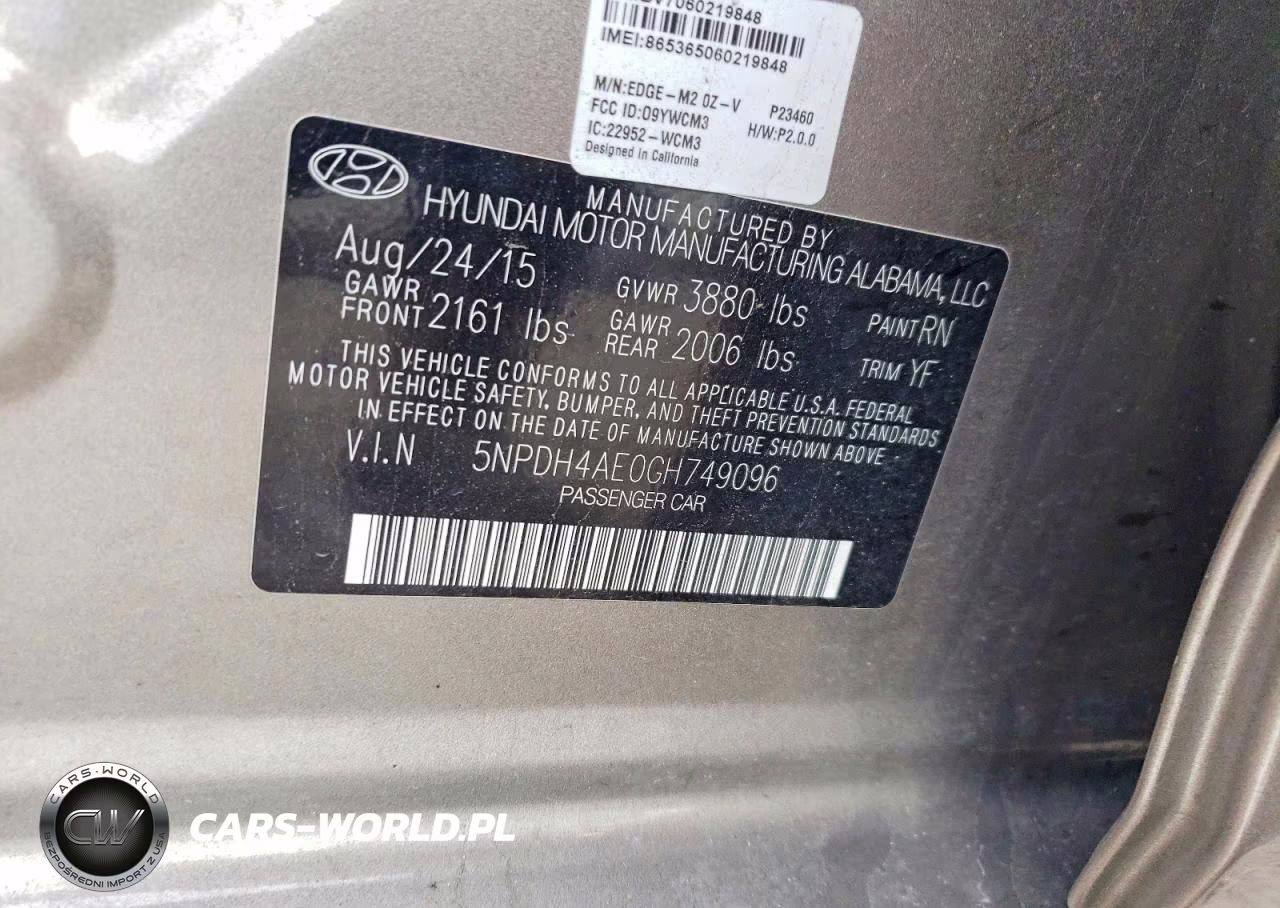 2016 Hyundai Elantra Se VIN:5NPDH4AE0GH749096 - 19