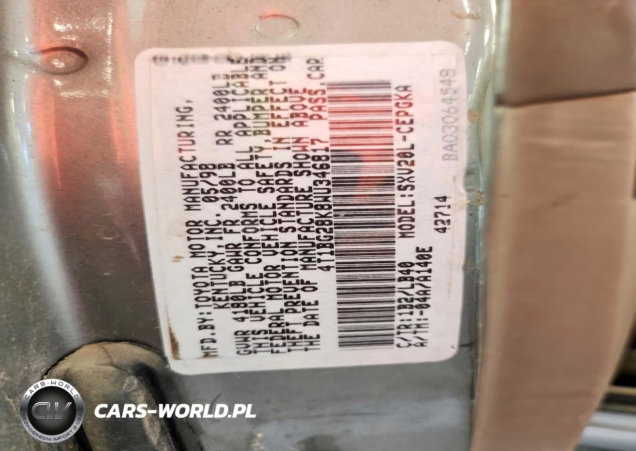 1998 Toyota Camry Xle VIN:4T1BG28K8WU346817 - 12