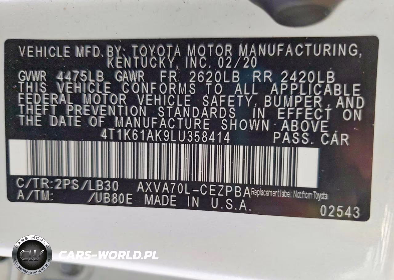 2020 Toyota Camry Xse VIN:4T1K61AK9LU358414 - 12
