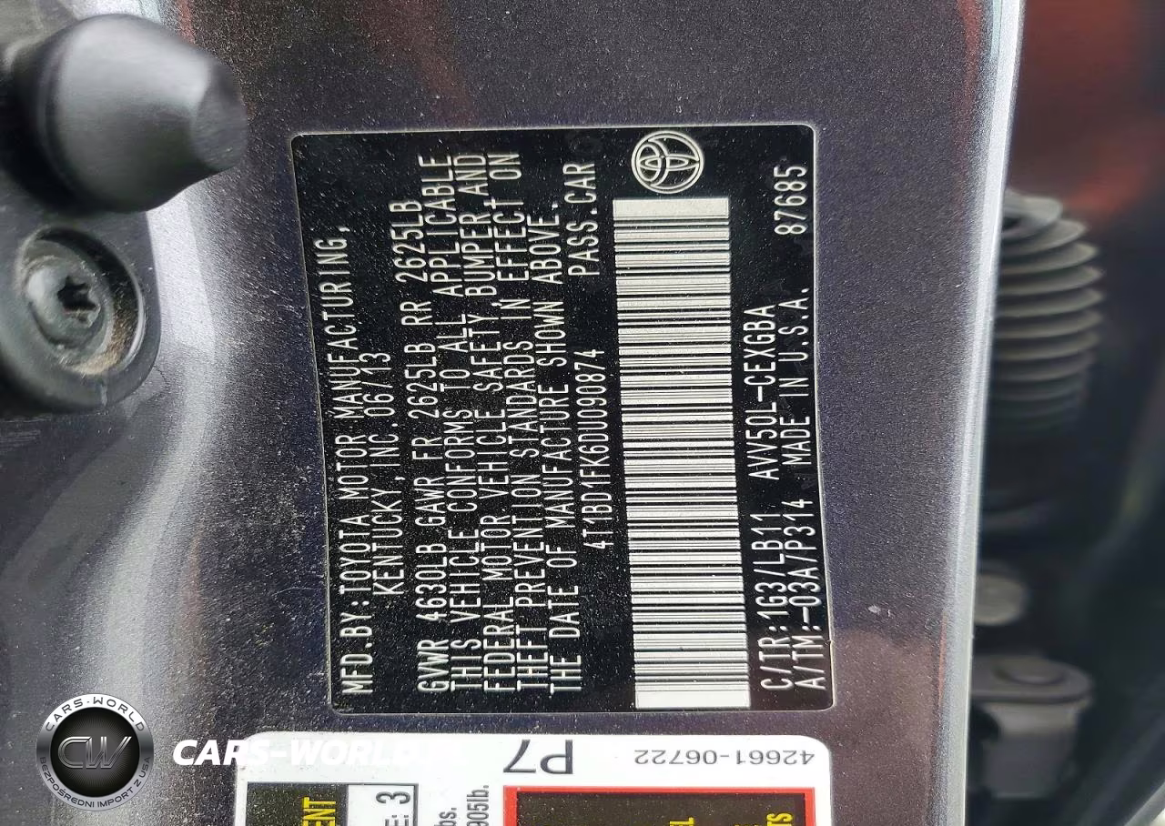 2013 Toyota Camry Hybrid VIN:4T1BD1FK6DU090874 - 12