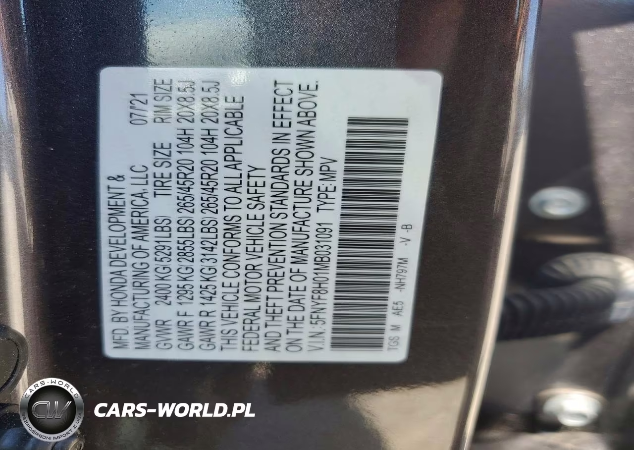 2021 Honda Passport Elite VIN:5FNYF8H01MB031091 - 13