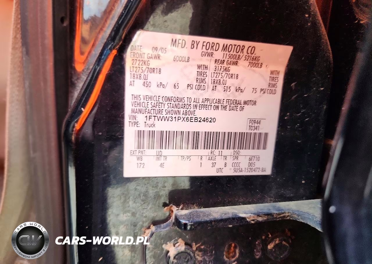 2006 Ford F350 Srw Super Duty VIN:1FTWW31PX6EB24620 - 13