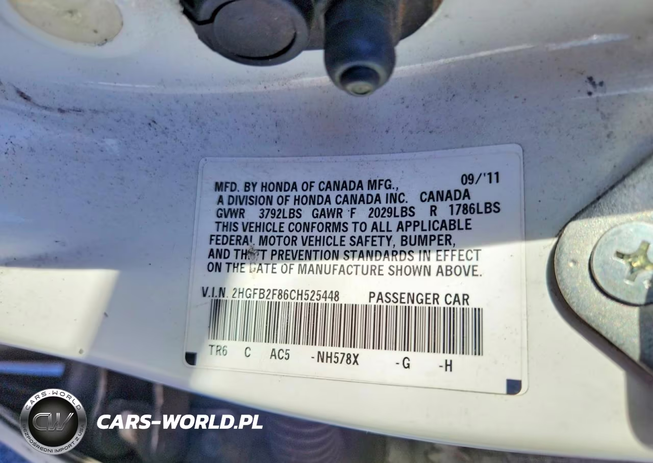 2012 Honda Civic Ex VIN:2HGFB2F86CH525448 - 12