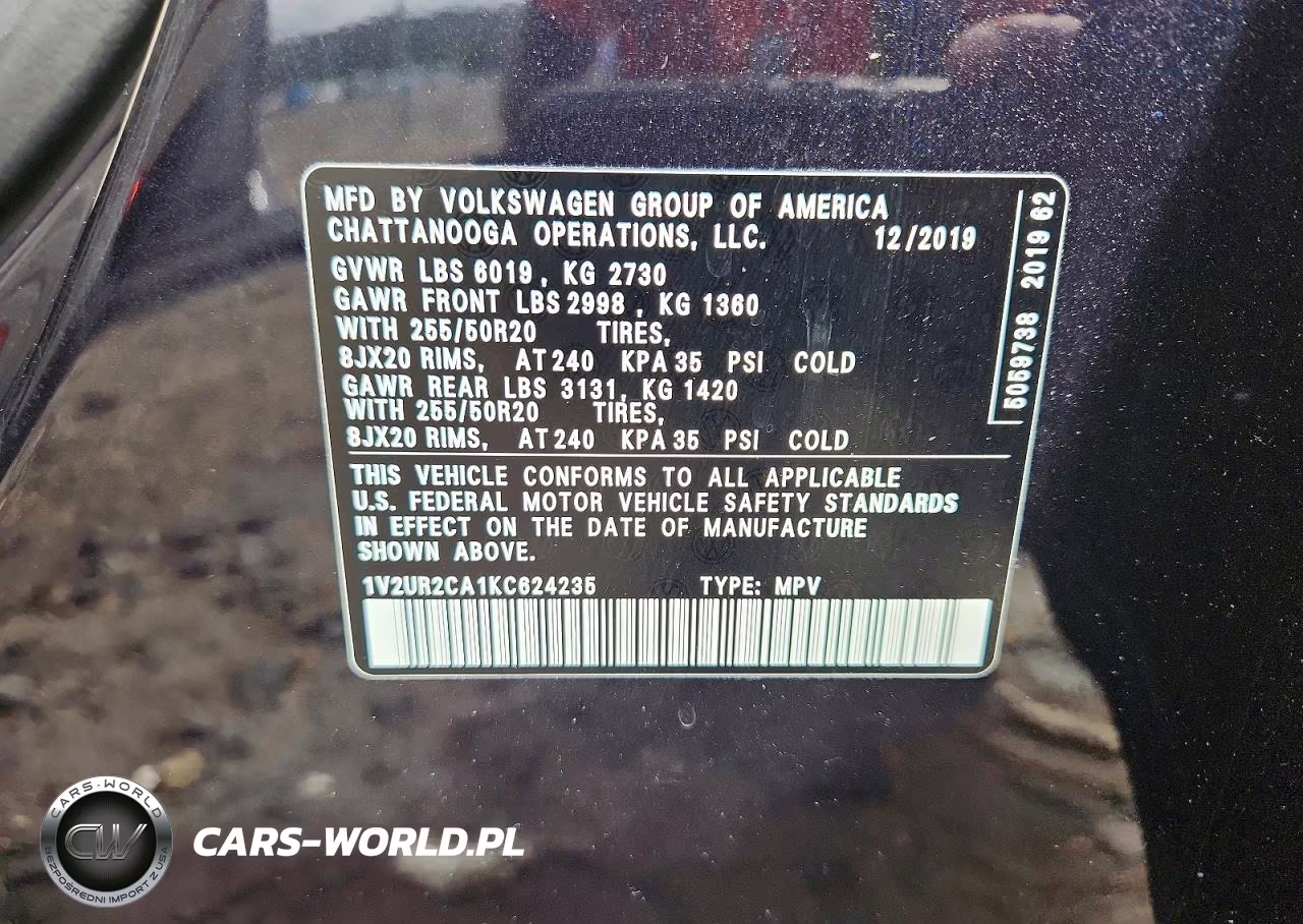 2019 Volkswagen Atlas Se VIN:1V2UR2CA1KC624235 - 13