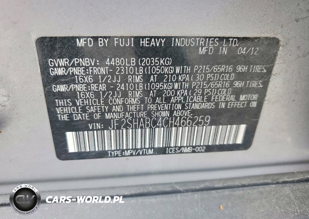 2012 Subaru Forester 2.5X VIN:JF2SHABC4CH466259 - 13