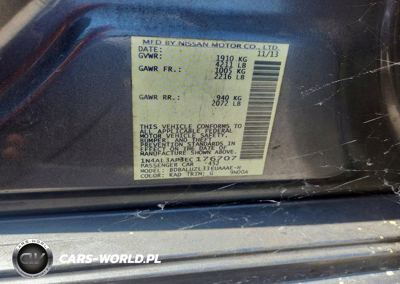 2014 Nissan Altima 2.5 Sv VIN:1N4AL3AP3EC176707 - 12