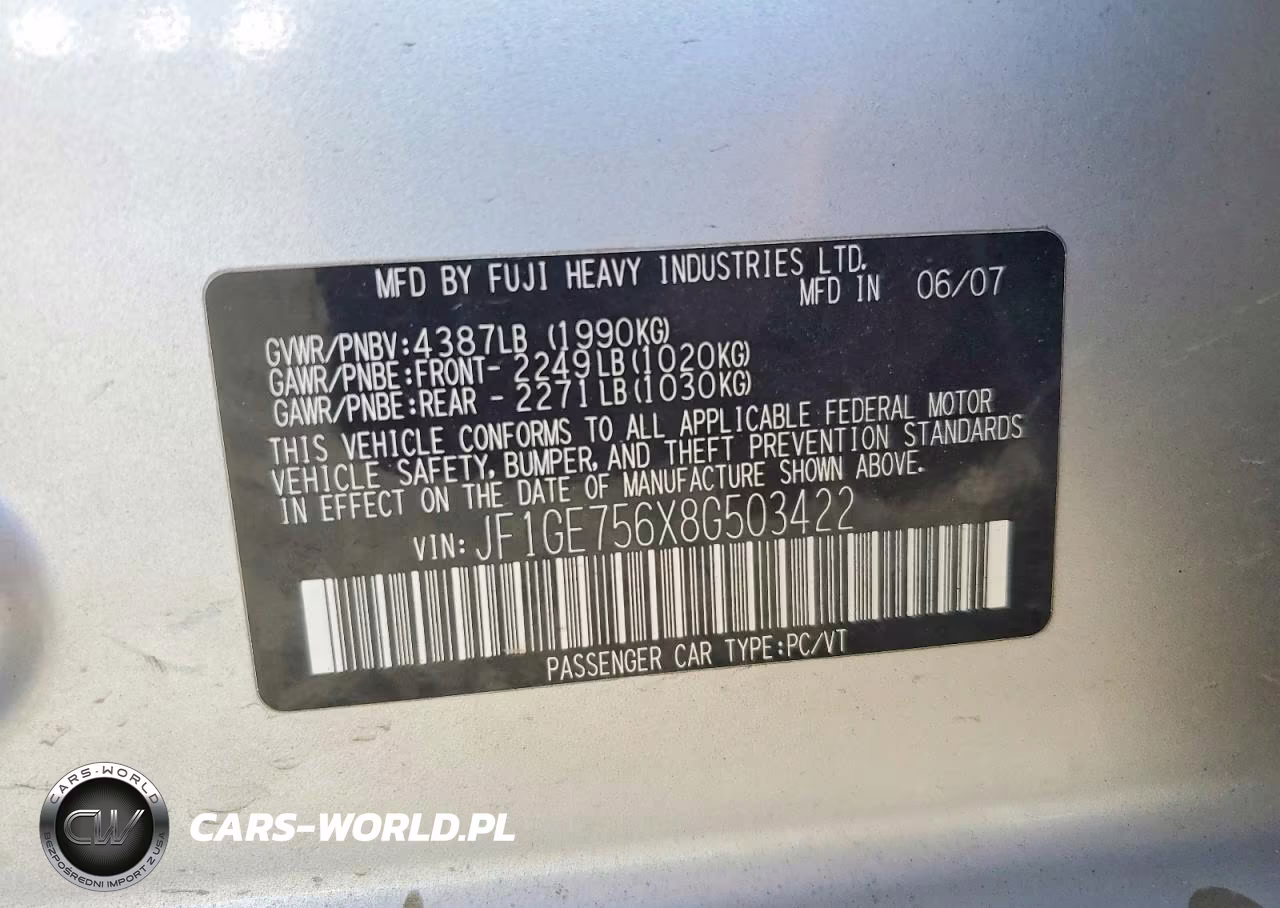 2008 Subaru Impreza Wrx Premium VIN:JF1GE756X8G503422 - 12