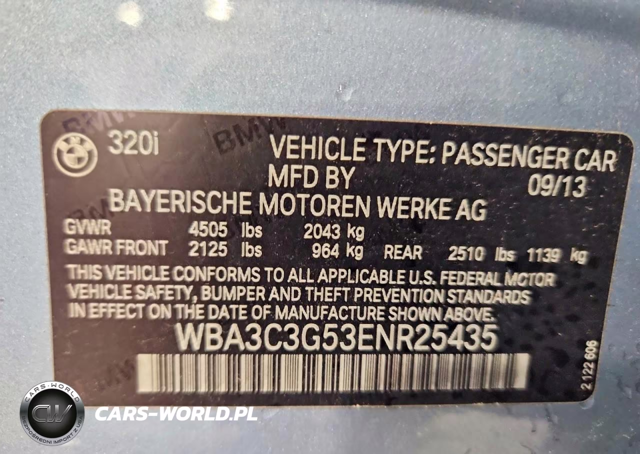 2014 BMW 320 I xDrive VIN:WBA3C3G53ENR25435 - 12