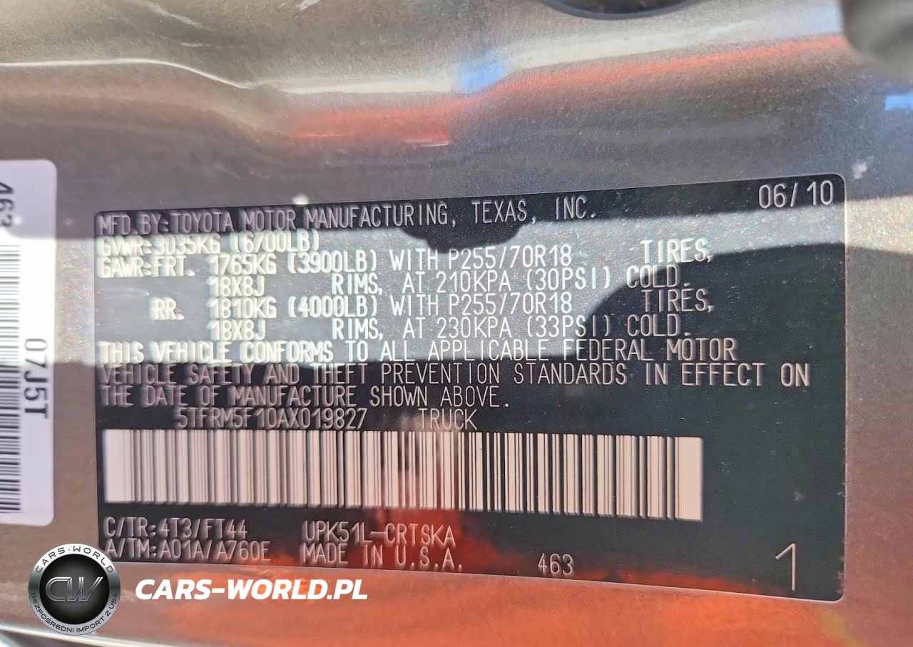 2010 Toyota Tundra Double Cab Sr5 VIN:5TFRM5F10AX019827 - 12