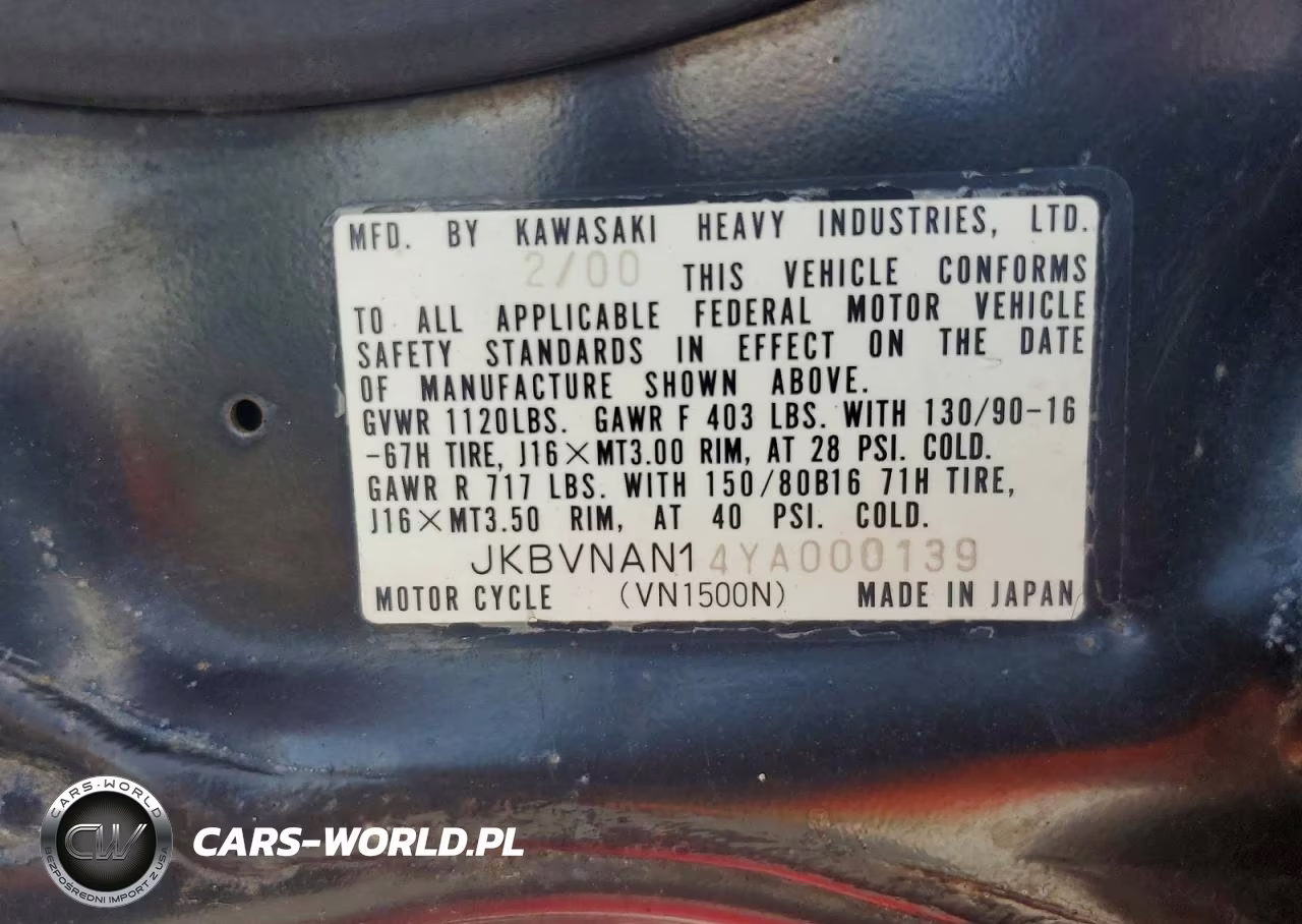 2000 Kawasaki Vn1500 N1 VIN:JKBVNAN14YA000139 - 9