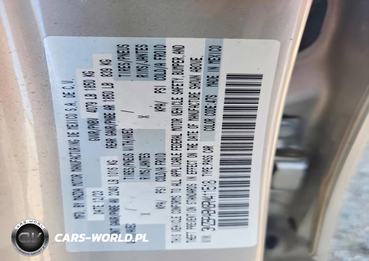 2024 Mazda 3 Select Sport VIN:3MZBPABM8RM411518 - 12