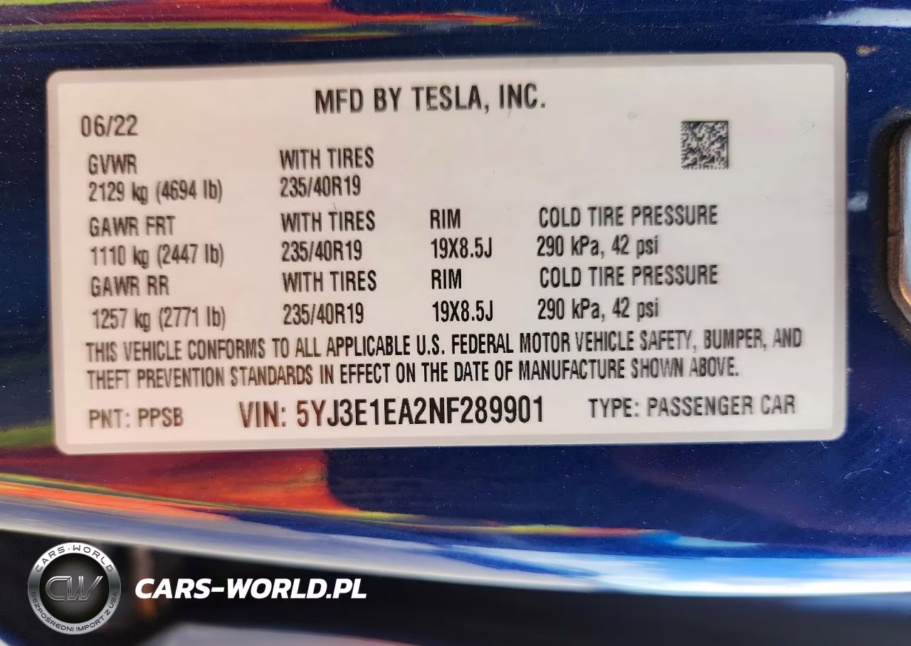 2022 Tesla Model 3 VIN:5YJ3E1EA2NF289901 - 12