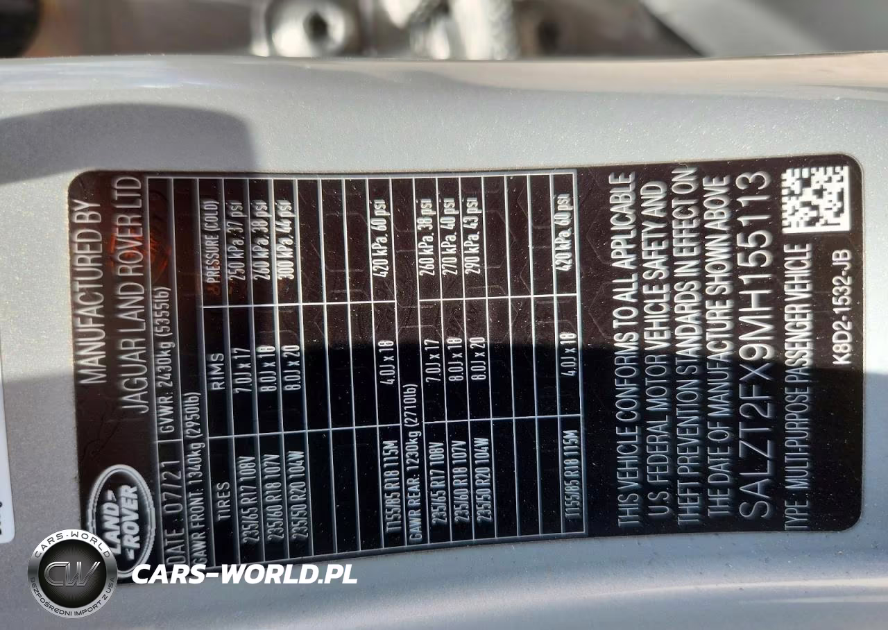 2021 Land Rover Range Rover Evoque R-Dynamic S VIN:SALZT2FX9MH155113 - 12