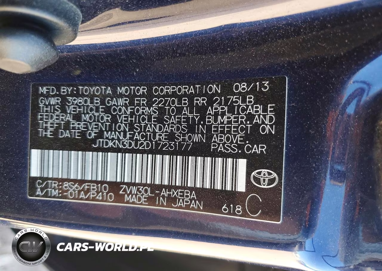 2013 Toyota Prius Two VIN:JTDKN3DU2D1723177 - 12
