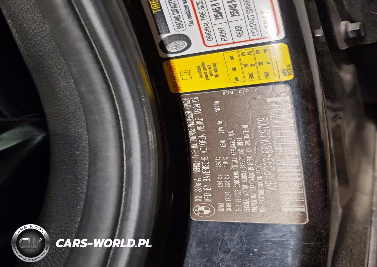 2008 BMW X3 3.0Si VIN:WBXPC93488WJ19709 - 13