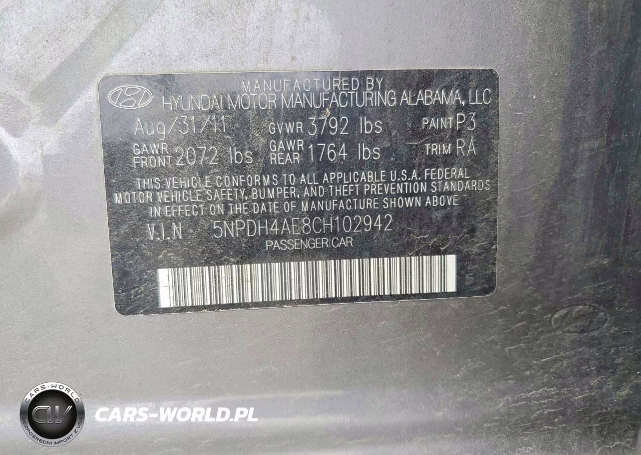 2012 Hyundai Elantra Gls VIN:5NPDH4AE8CH102942 - 12