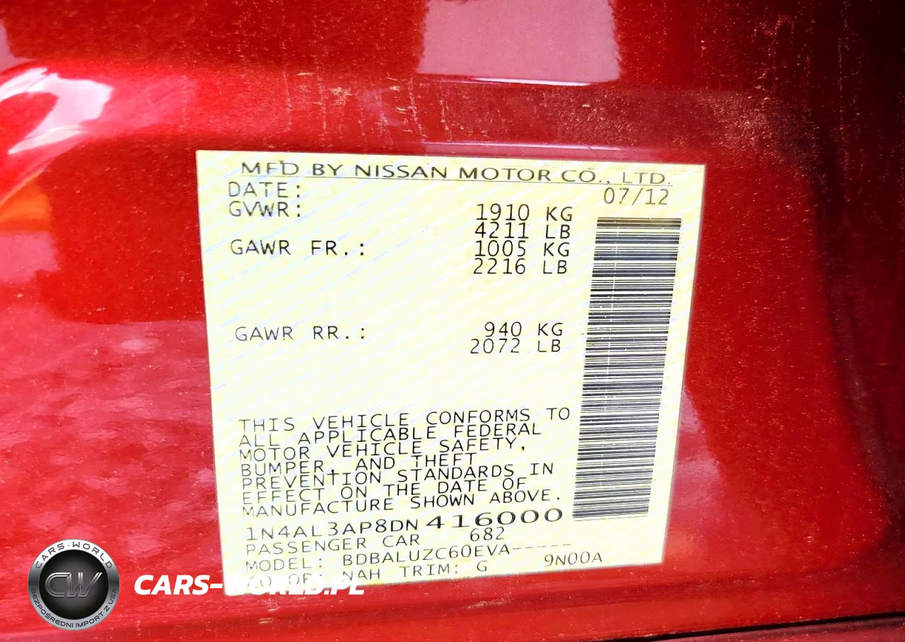 2013 Nissan Altima 2.5 VIN:1N4AL3AP8DN416000 - 12